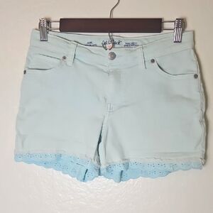 Cat & Jack Light Blue Jean Shorts with Lace Trim